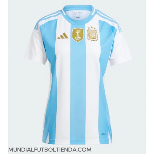 Camiseta Argentina Primera Equipación Replica Copa America 2024 para mujer mangas cortas